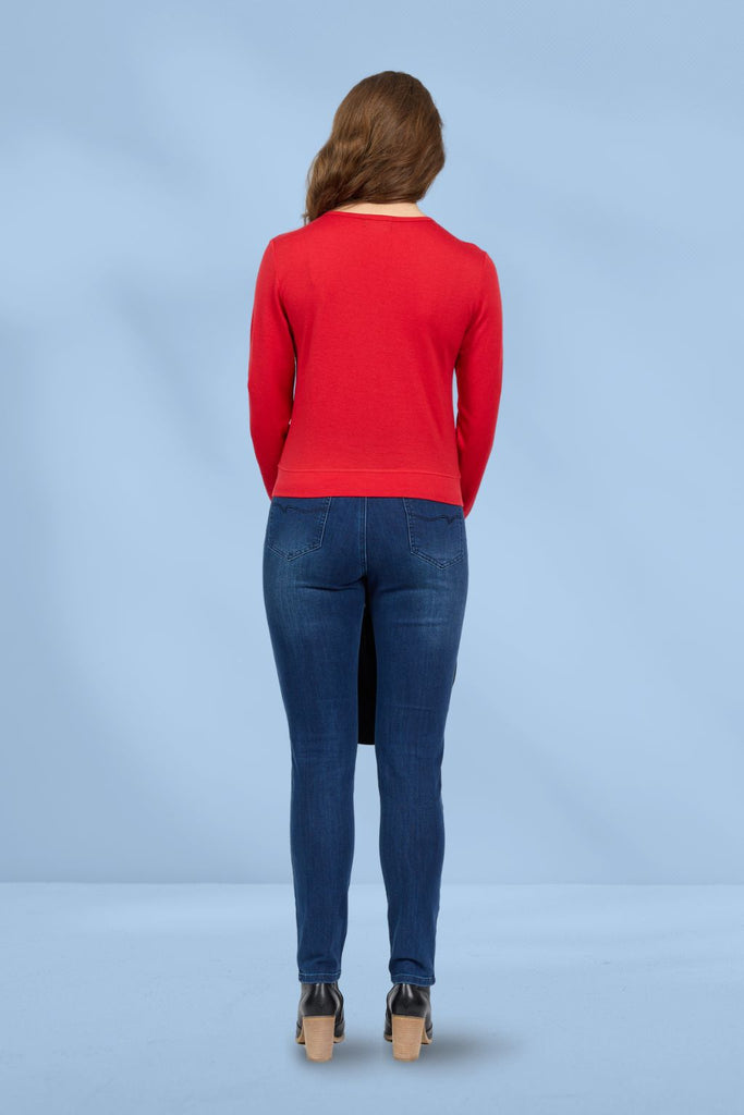Vassalli Merino Cropped Cardi Scarlet From BoxHill