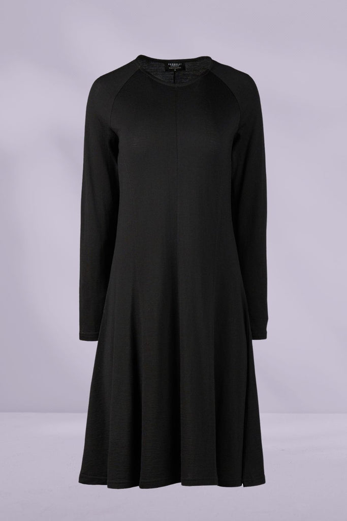 Vassalli Merino Long Sleeve Swing Dress Black From BoxHill