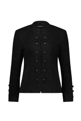 Vassalli Military Style Jacket with Button Front Detail Black From BoxHill