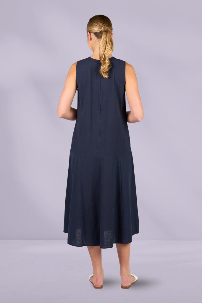 Vassalli Plain Long Sleeveless Dress Ink From BoxHill