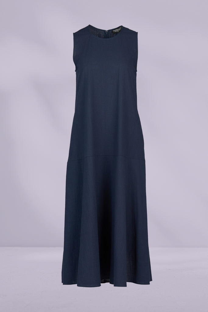 Vassalli Plain Long Sleeveless Dress Ink From BoxHill