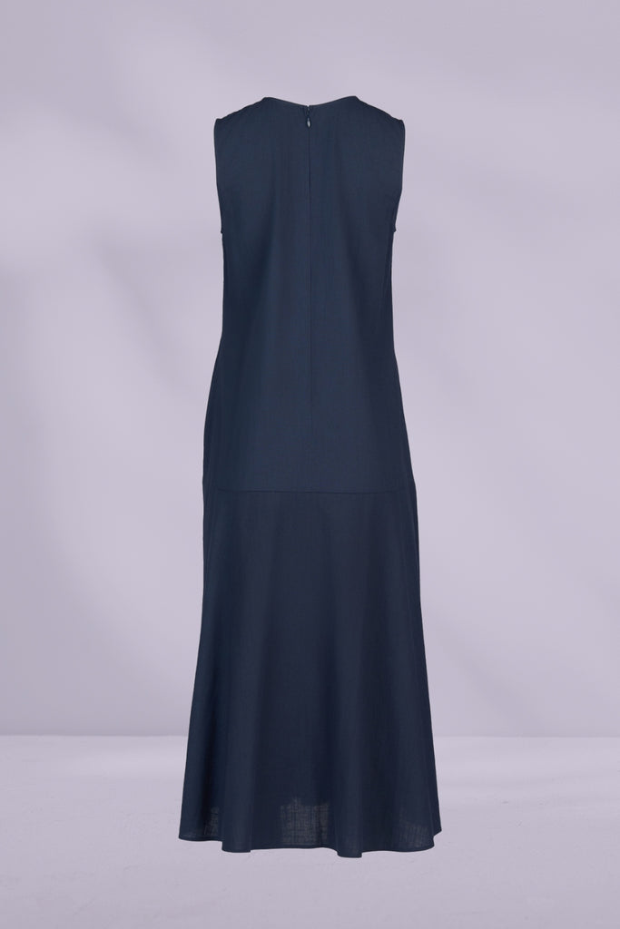 Vassalli Plain Long Sleeveless Dress Ink From BoxHill