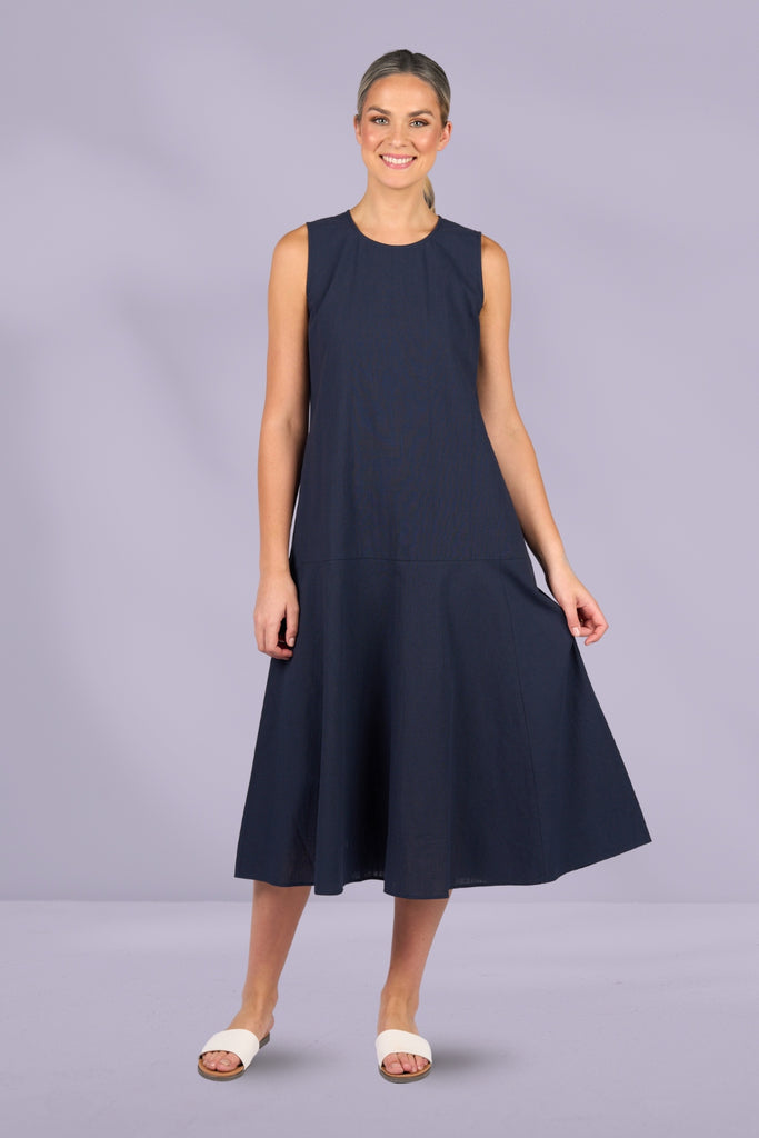 Vassalli Plain Long Sleeveless Dress Ink From BoxHill