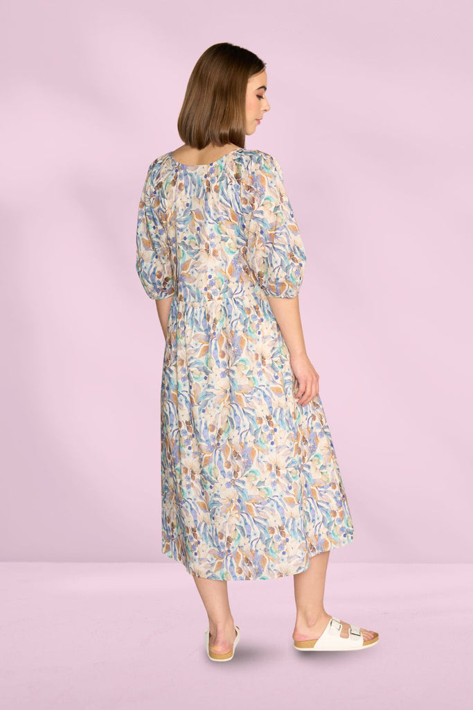 Vassalli Pleat Sleeve V Neck Dress Amalfi From BoxHill