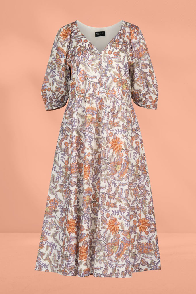 Vassalli Pleat Sleeve V Neck Dress Tuscany From BoxHill