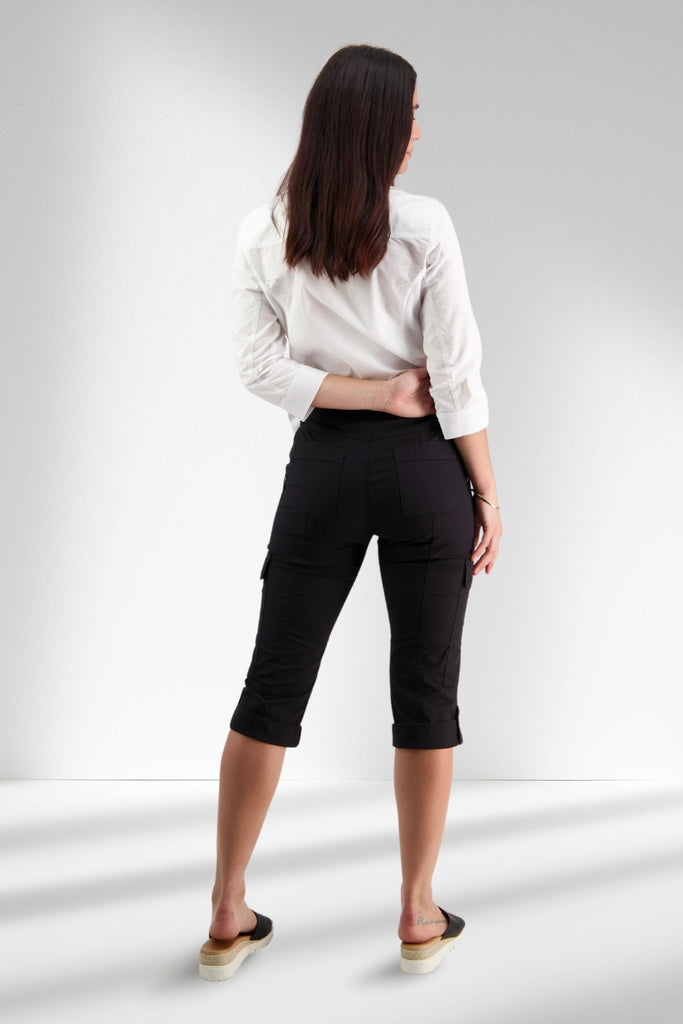 Vassalli Poplin Pull On Cargo Pants Black From BoxHill