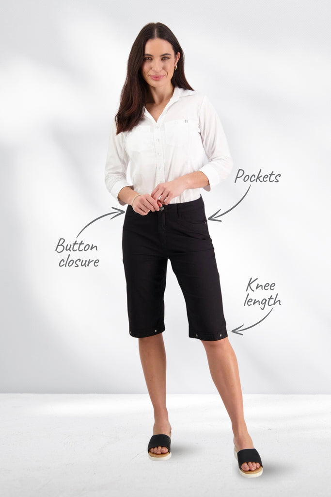 Vassalli Poplin Straight Leg Shorts Black From BoxHill