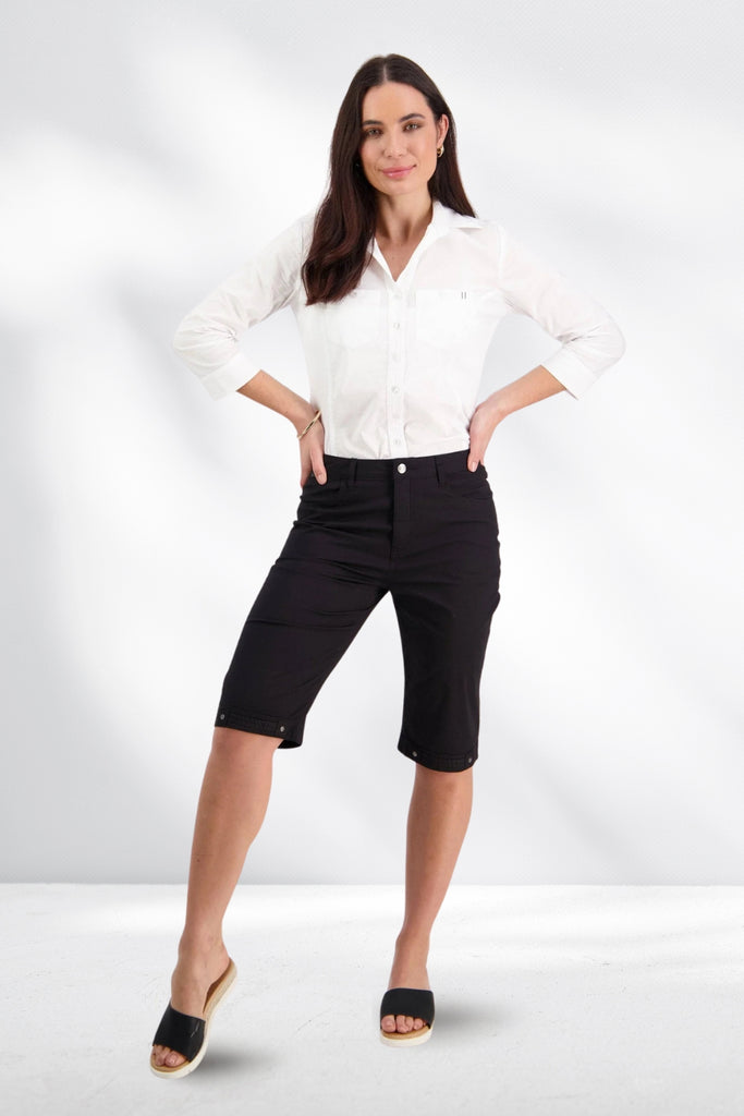 Vassalli Poplin Straight Leg Shorts Black From BoxHill