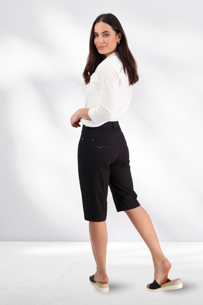 Vassalli Poplin Straight Leg Shorts Black From BoxHill