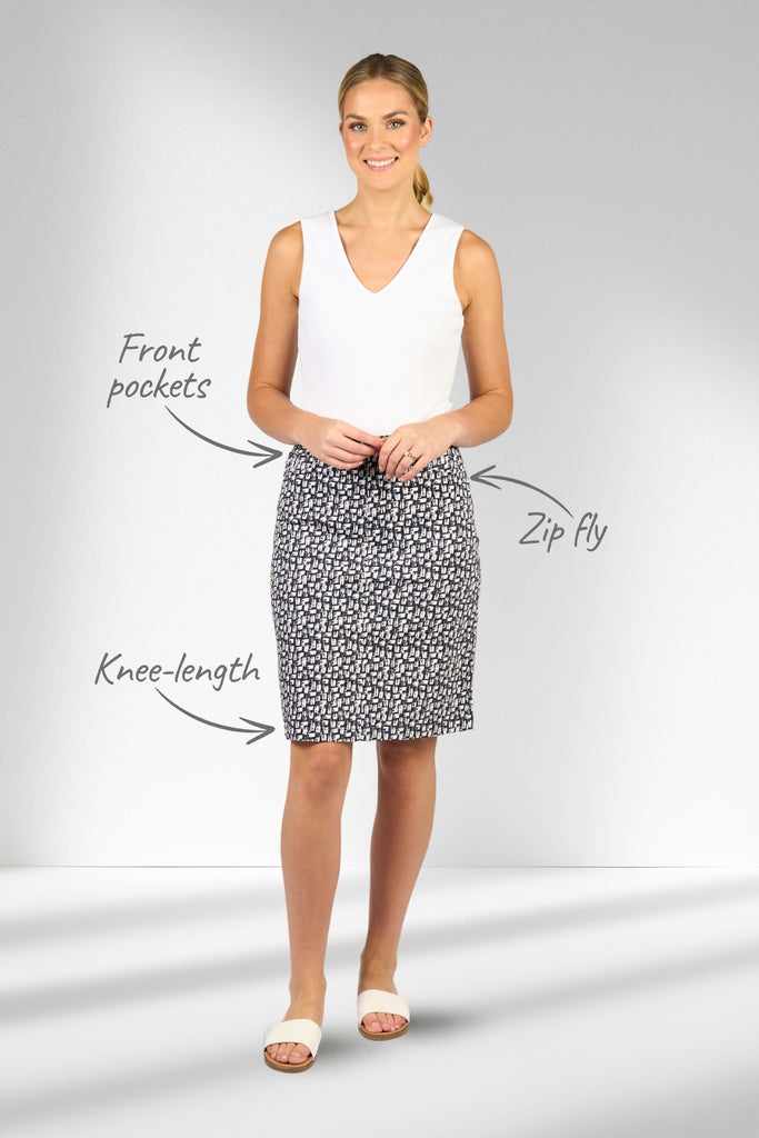 PRE-ORDER Vassalli Printed Denim Skirt Cove From BoxHill