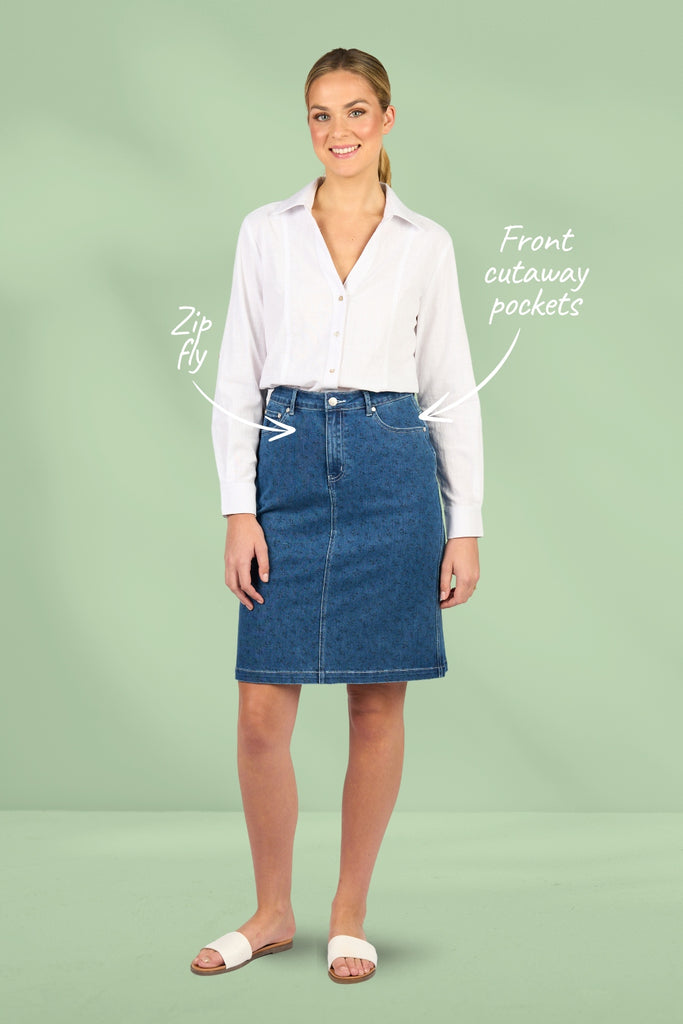 Vassalli Printed Denim Skirt Kansas From BoxHill