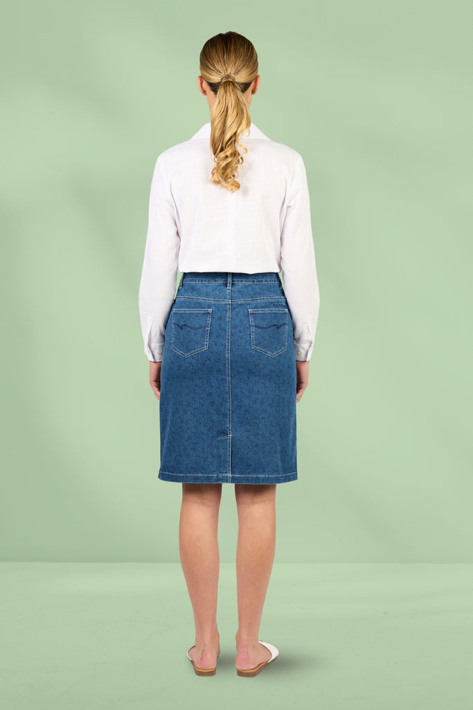 Vassalli Printed Denim Skirt Kansas From BoxHill