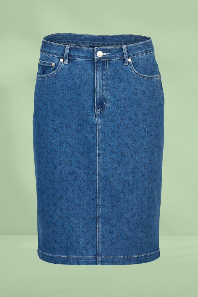 Vassalli Printed Denim Skirt Kansas From BoxHill