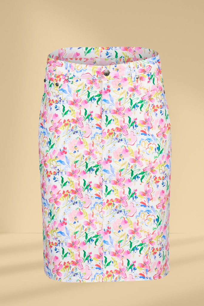 Vassalli Printed Denim Skirt Porto From BoxHill
