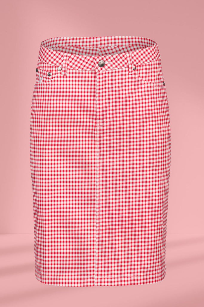 Vassalli Printed Denim Skirt Red Gingham From BoxHill