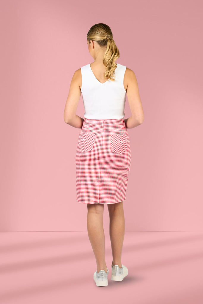 Vassalli Printed Denim Skirt Red Gingham From BoxHill