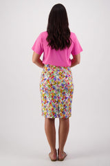 Vassalli Printed Lightweight Skirt with Centre Back Vent Bloom From BoxHill