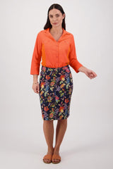 Vassalli Printed Lightweight Skirt with Centre Back Vent Brazil From BoxHill