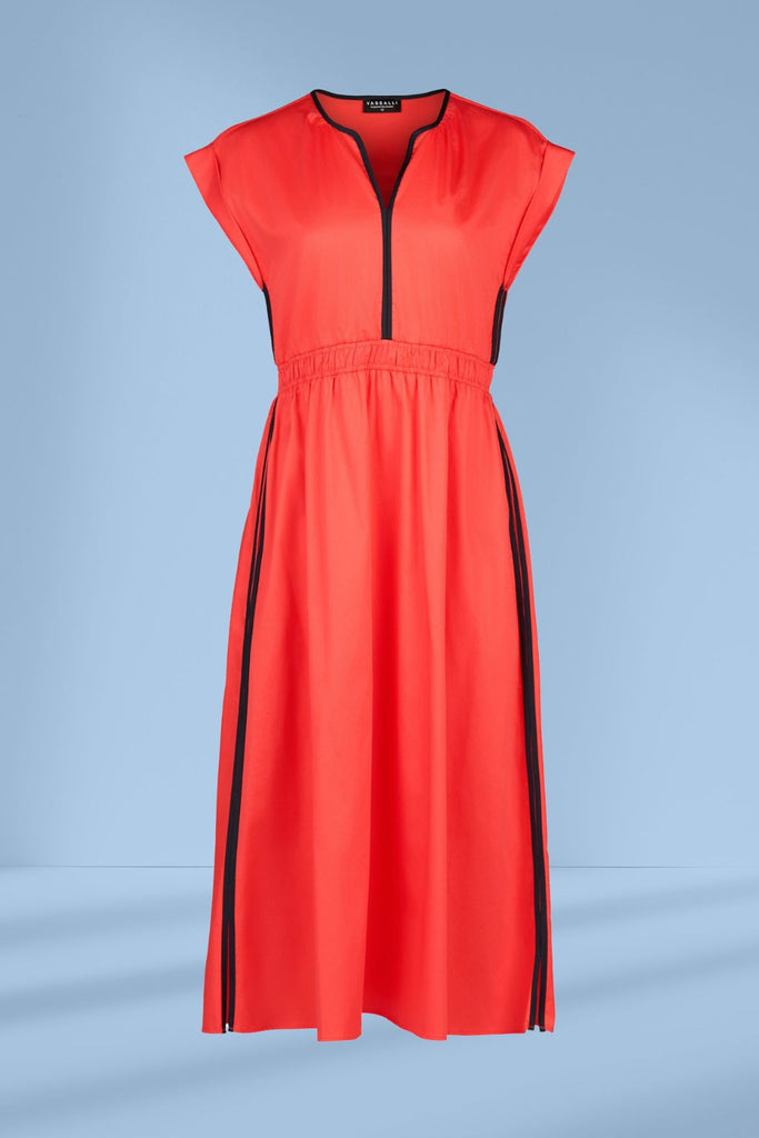 Vassalli Shirred Waist Dress Aperol and Ink From BoxHill