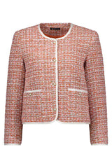 Vassalli Short Collarless Lined Jacket with Trim Detail Pomegranate From BoxHill