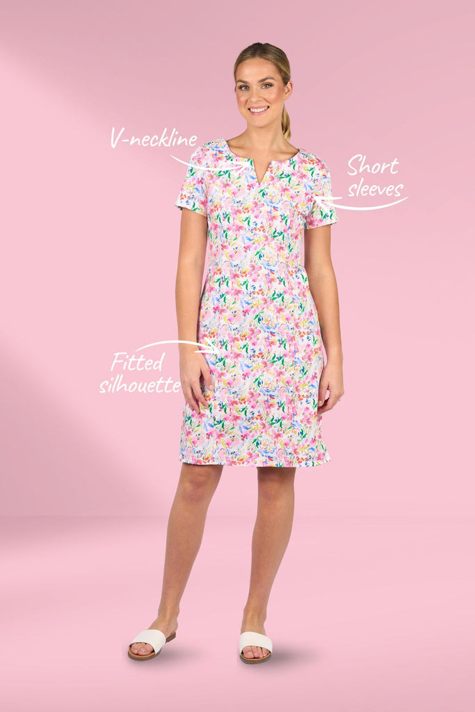 Vassalli Short Sleeve Fitted Dress Porto From BoxHill