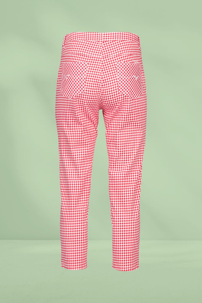 Vassalli Skinny Leg 7/8 Zip Pants Red Gingham From BoxHill