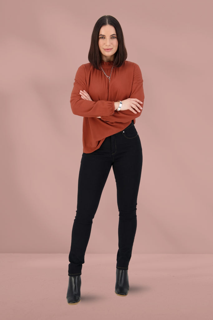 Vassalli Skinny Leg Basket Weave Jeans Black From BoxHill