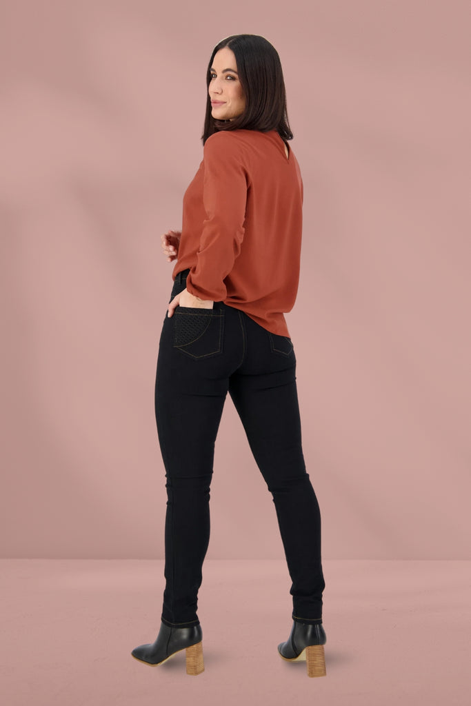 Vassalli Skinny Leg Basket Weave Jeans Black From BoxHill