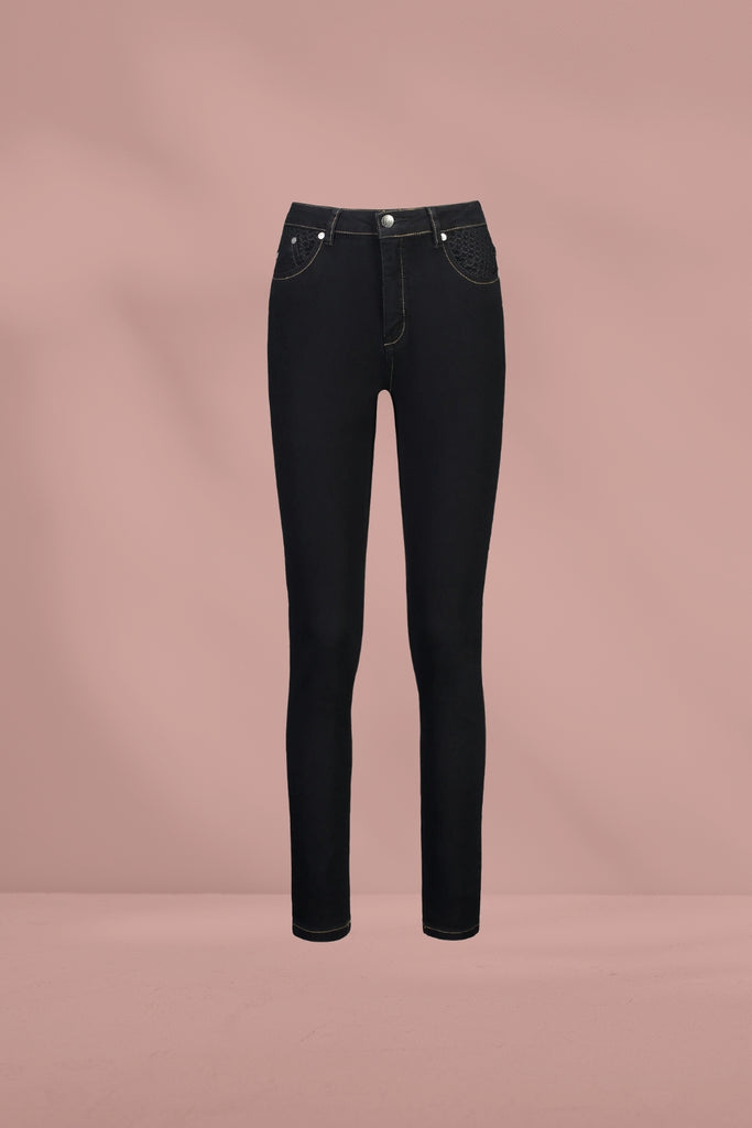 Vassalli Skinny Leg Basket Weave Jeans Black From BoxHill