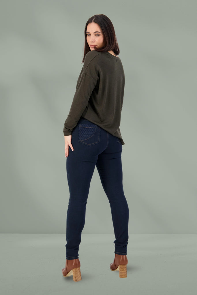 Vassalli Skinny Leg Basket Weave Jeans Indigo From BoxHill