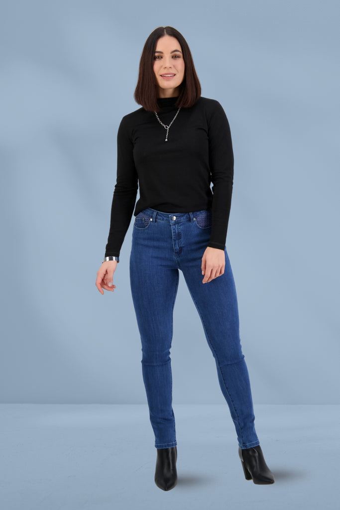 Vassalli Skinny Leg Basket Weave Jeans New Blue From BoxHill