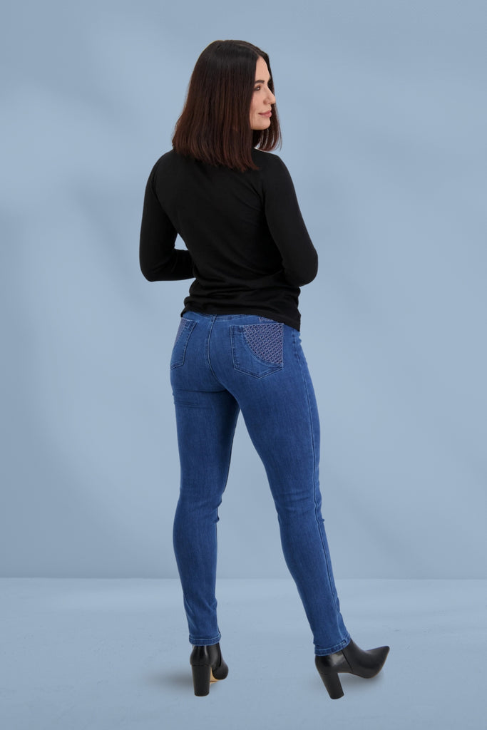 Vassalli Skinny Leg Basket Weave Jeans New Blue From BoxHill