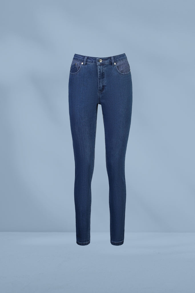 Vassalli Skinny Leg Basket Weave Jeans New Blue From BoxHill