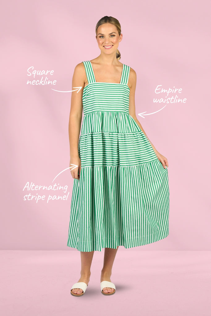 Vassalli Sleeveless Tiered Dress Clover Stripe From BoxHill