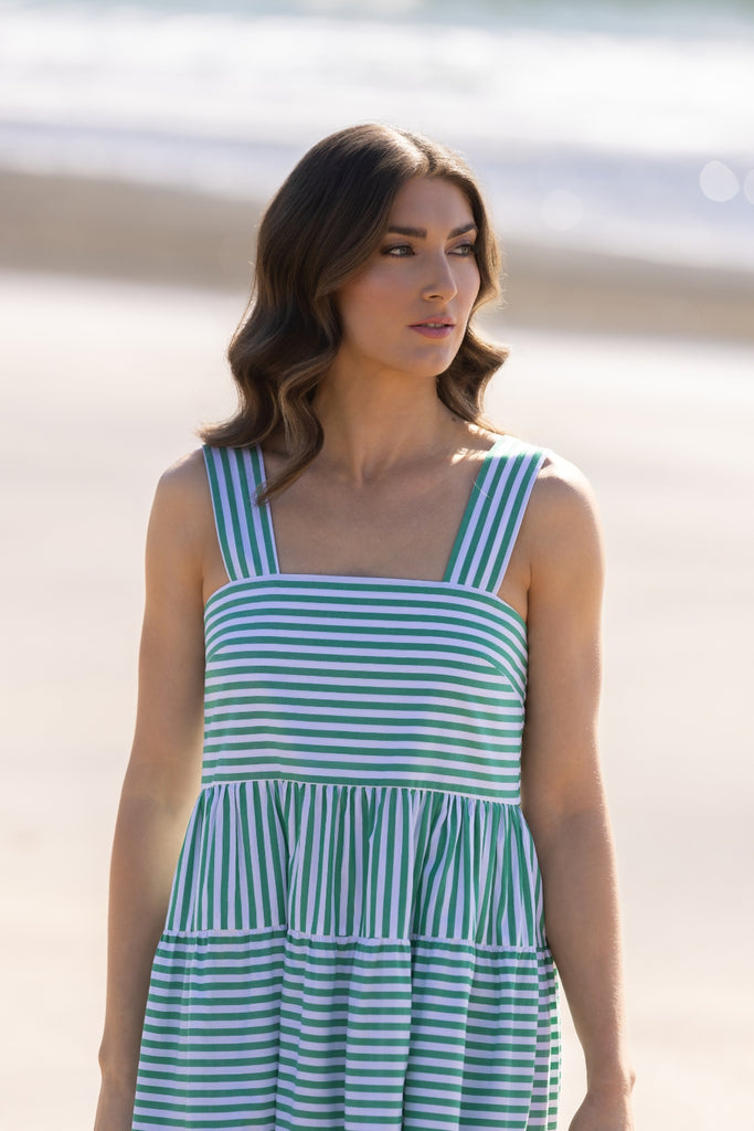 Vassalli Sleeveless Tiered Dress Clover Stripe From BoxHill