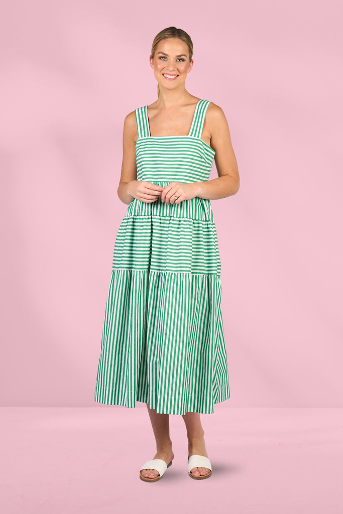Vassalli Sleeveless Tiered Dress Clover Stripe From BoxHill
