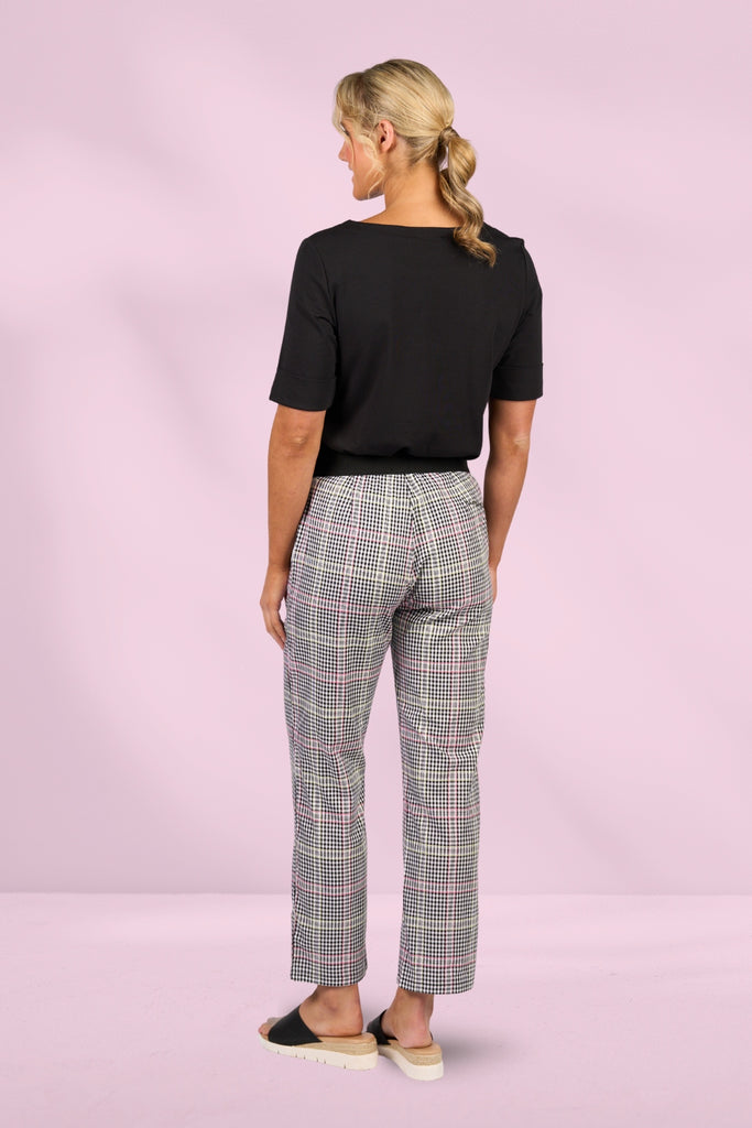 Vassalli Slim Leg 7/8 Zip Pants Multi Check From BoxHill