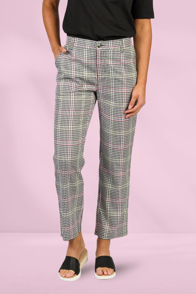 Vassalli Slim Leg 7/8 Zip Pants Multi Check From BoxHill