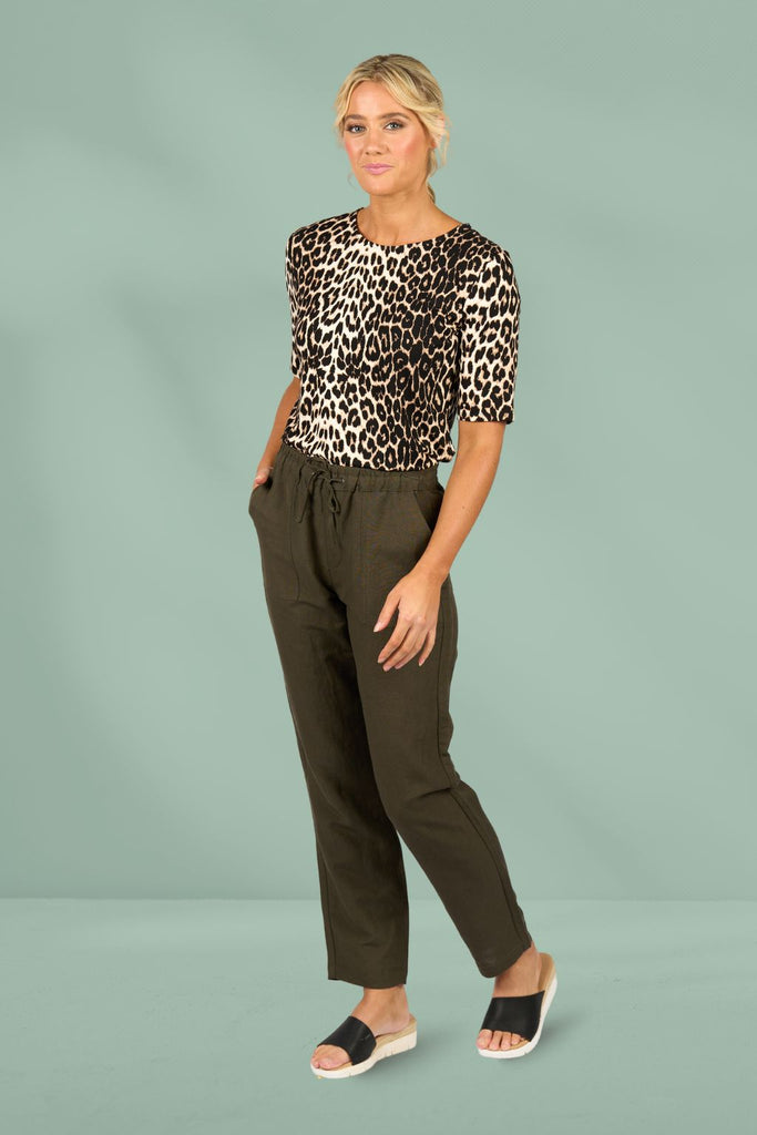 Vassalli Slim Leg Ankle Grazer Pants Khaki From BoxHill