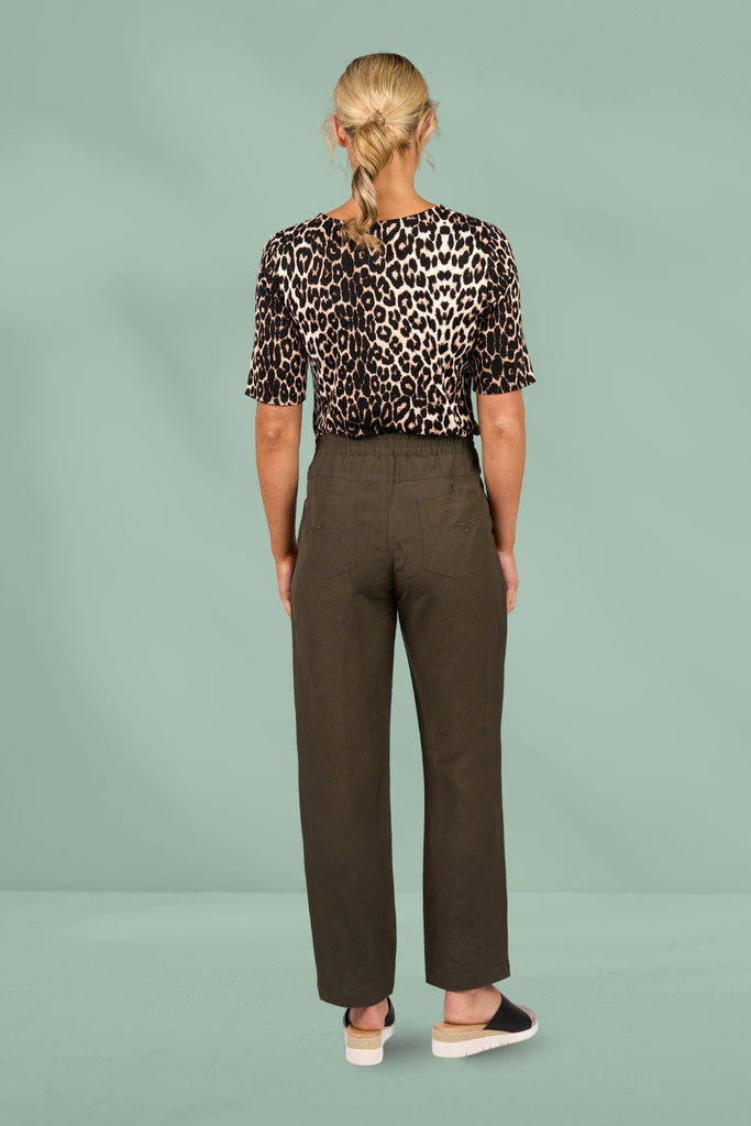 Vassalli Slim Leg Ankle Grazer Pants Khaki From BoxHill