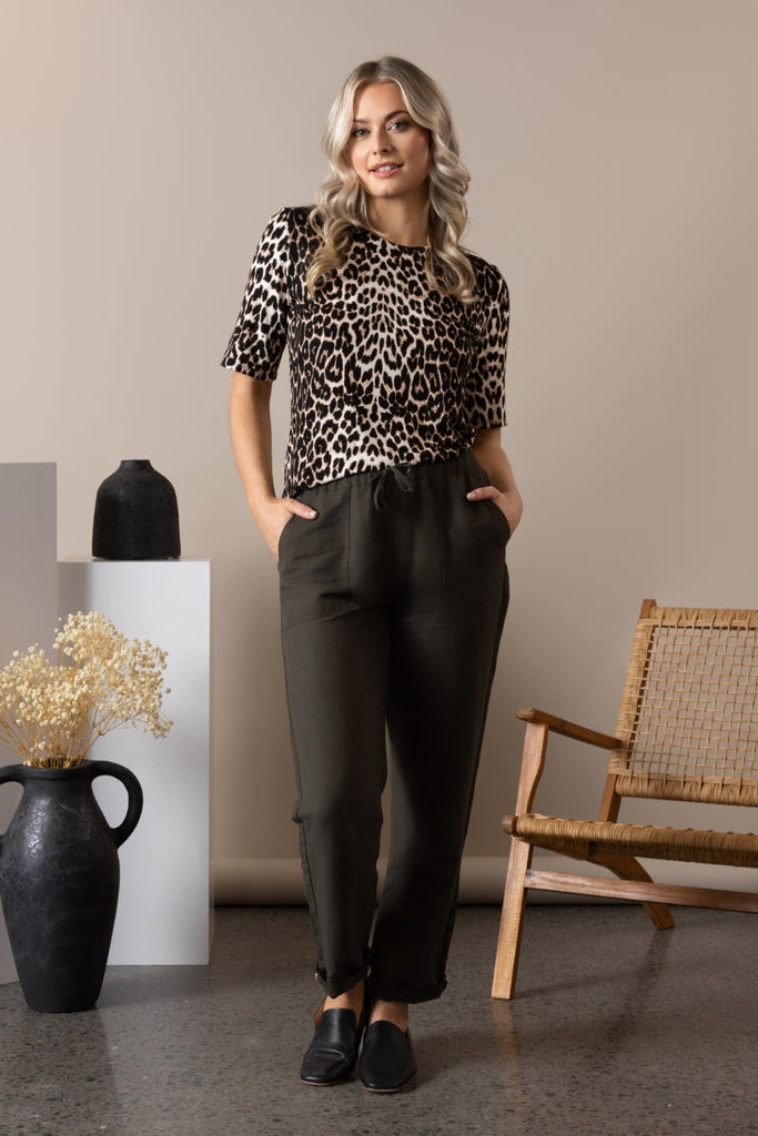 Vassalli Slim Leg Ankle Grazer Pants Khaki From BoxHill