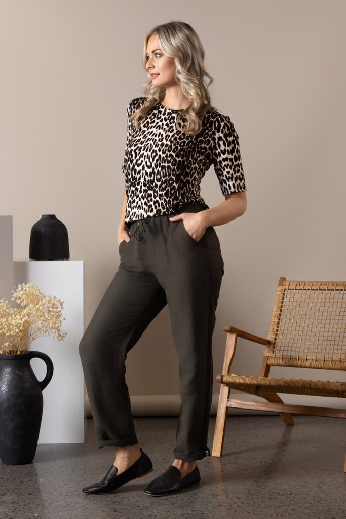 Vassalli Slim Leg Ankle Grazer Pants Khaki From BoxHill