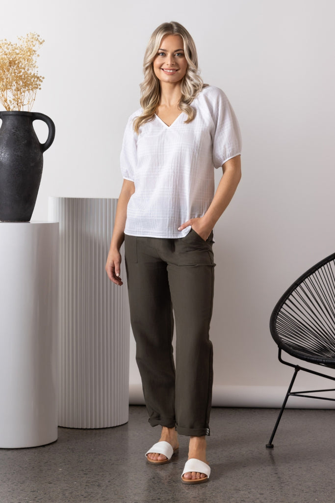 Vassalli Slim Leg Ankle Grazer Pants Khaki From BoxHill