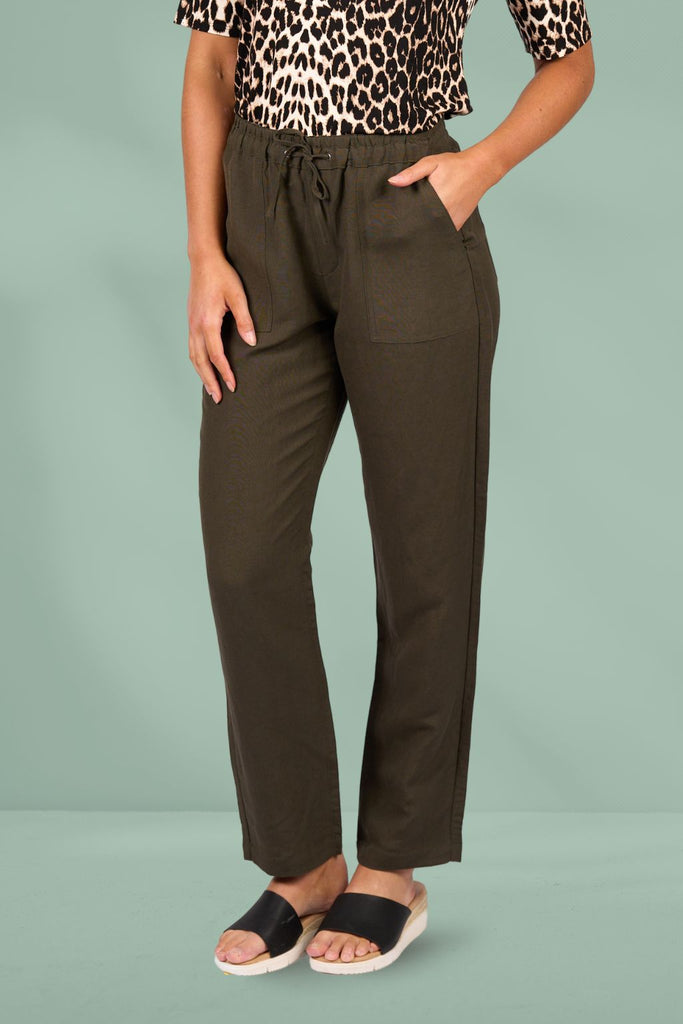 Vassalli Slim Leg Ankle Grazer Pants Khaki From BoxHill