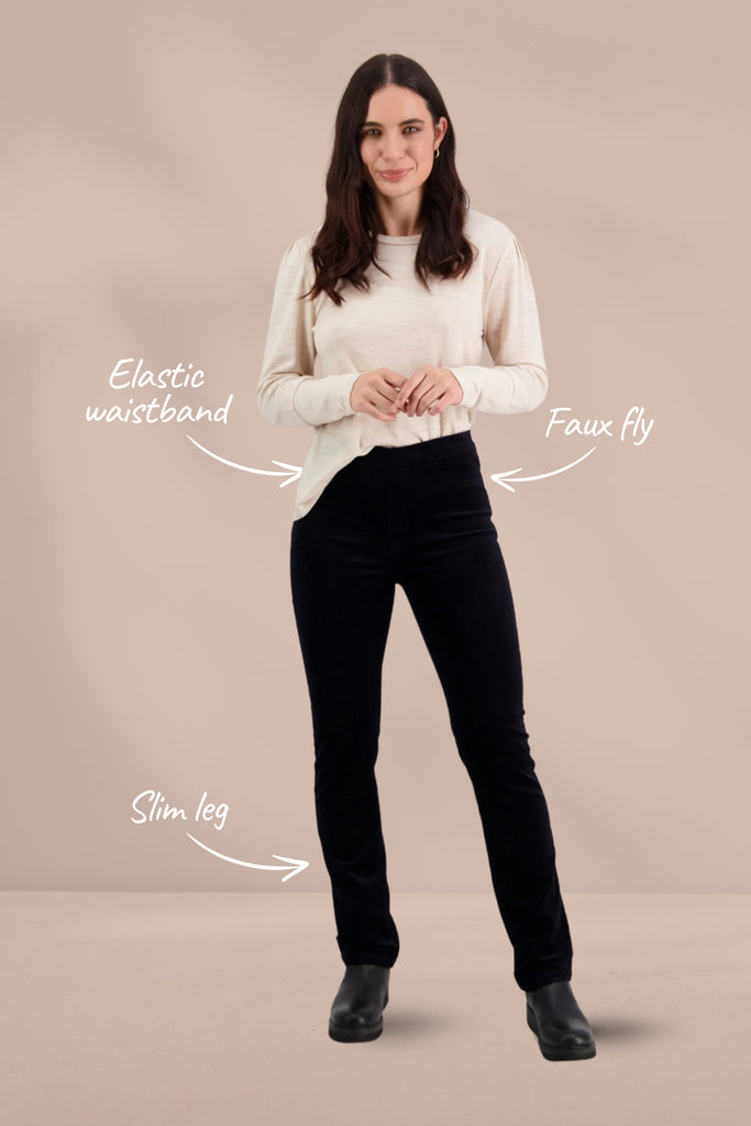 Vassalli Slim Leg Cord Pull On Leggings Midnight From BoxHill