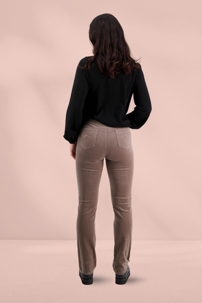 Vassalli Slim Leg Cord Pull On Pants Taupe From BoxHill