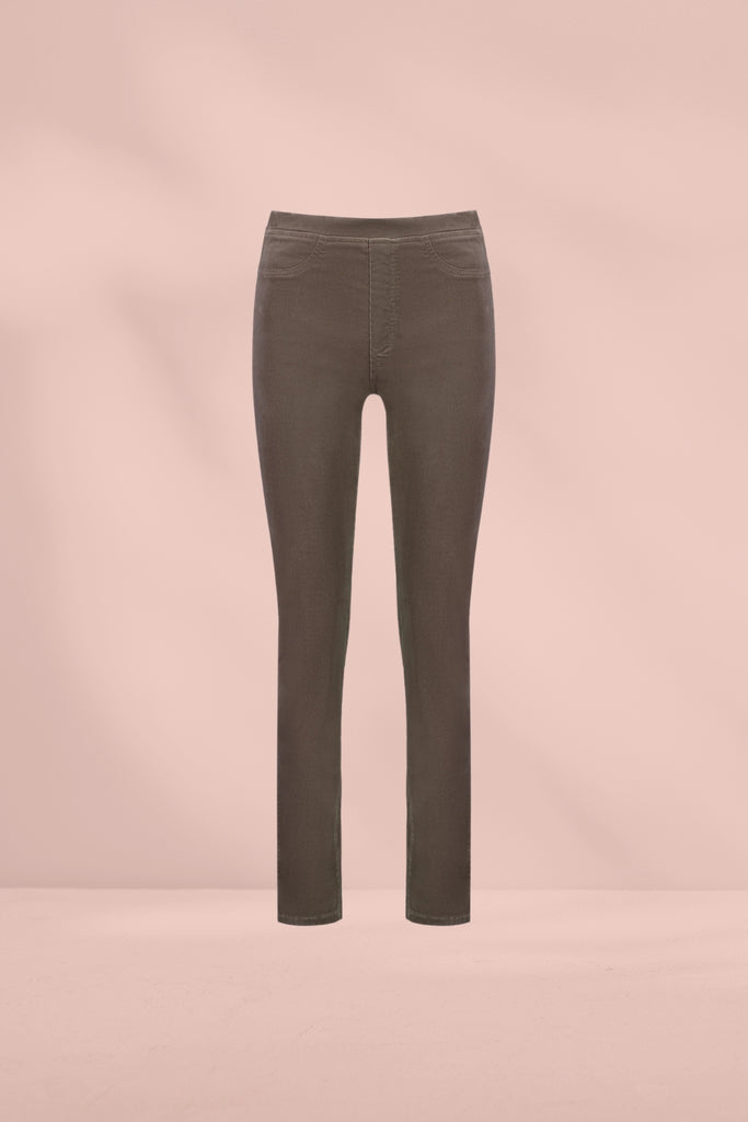 Vassalli Slim Leg Cord Pull On Pants Taupe From BoxHill