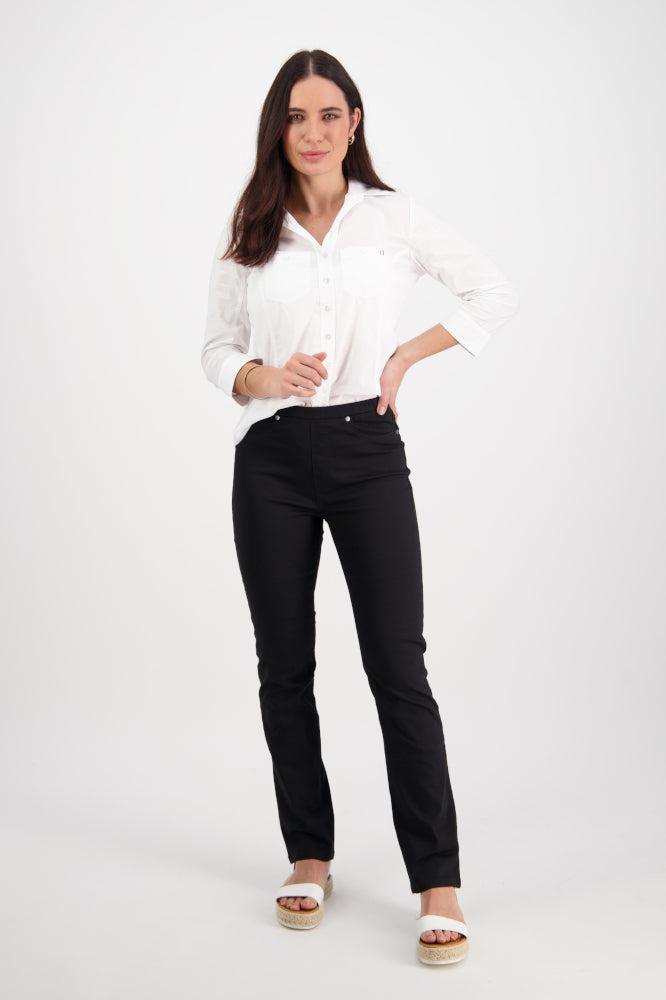 Vassalli Slim Leg Full Length Lightweight Pull On Pants Black From BoxHill