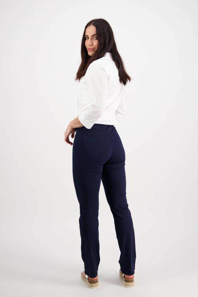 Vassalli Slim Leg Full Length Lightweight Pull On Pants Navy From BoxHill