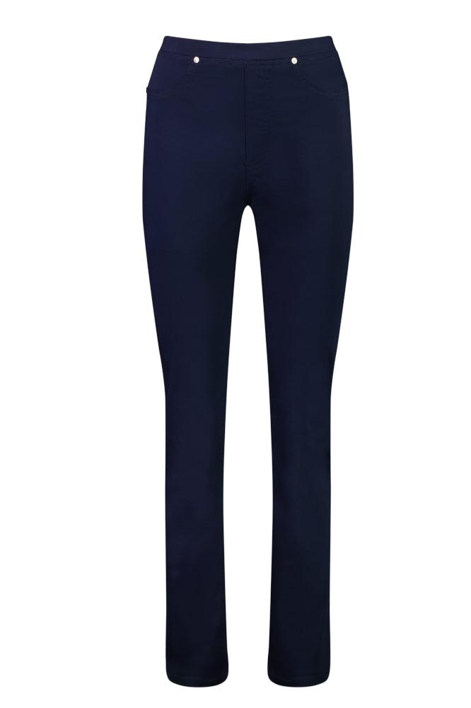 Vassalli Slim Leg Full Length Lightweight Pull On Pants Navy From BoxHill